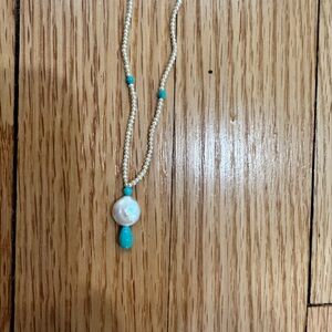 Pearl, Turquoise 14K Gold Necklace